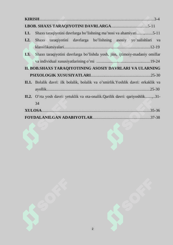 Shaxs taraqqiyotini davrlarga bo’lish 2