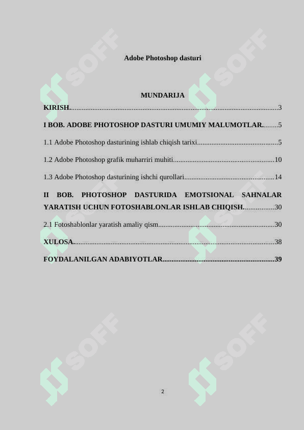 Adobe Photoshop dasturi 2