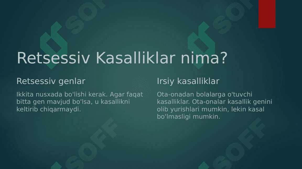 Retsessiv Kasalliklar haqida 2