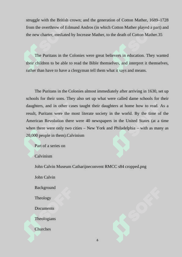 American Puritanism and Literature 6