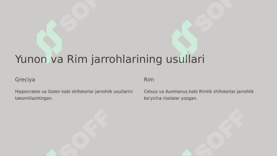 Qadimgi Gresiya va Rimda  jaroxlik usullari 6