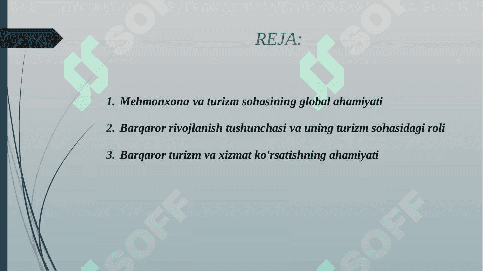 MEHMONXONA VA TURIZM SOHASIDA XIZMAT KO'RSATISHNING BARQAROR AMALIYOTLARI 2