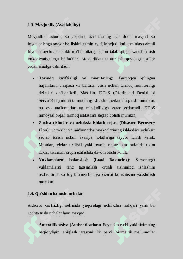 Axborot xavfsizligining asosiy tushunchalari 6