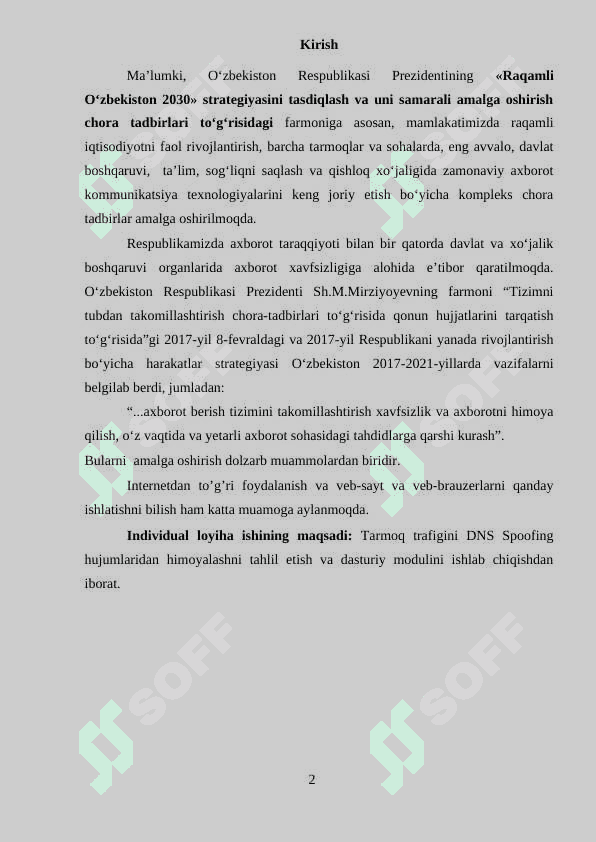 Tarmoq trafigini DNS Spoofing hujumlaridan himoyalashni tahlil etish va dasturiy modulini ishlab chiqish. 3