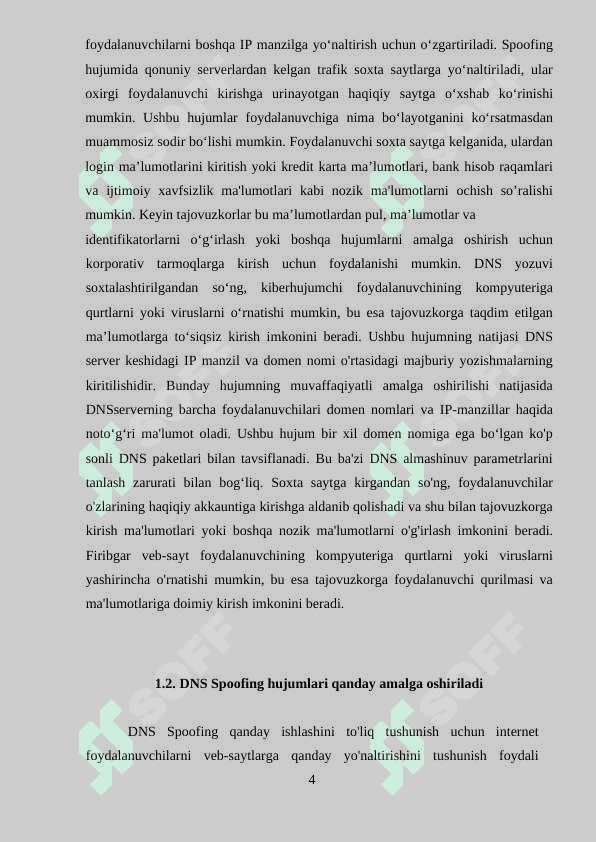 Tarmoq trafigini DNS Spoofing hujumlaridan himoyalashni tahlil etish va dasturiy modulini ishlab chiqish. 5
