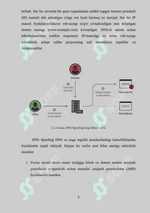 Tarmoq trafigini DNS Spoofing hujumlaridan himoyalashni tahlil etish va dasturiy modulini ishlab chiqish. 6