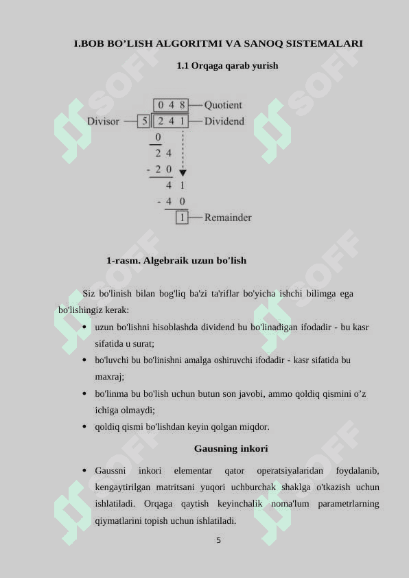 Evklid algoritmi uchun samarali algoritm 5