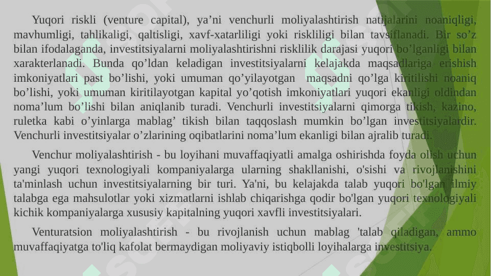 Innovatsion loyihalarini venchurli moliyalashtirish 3