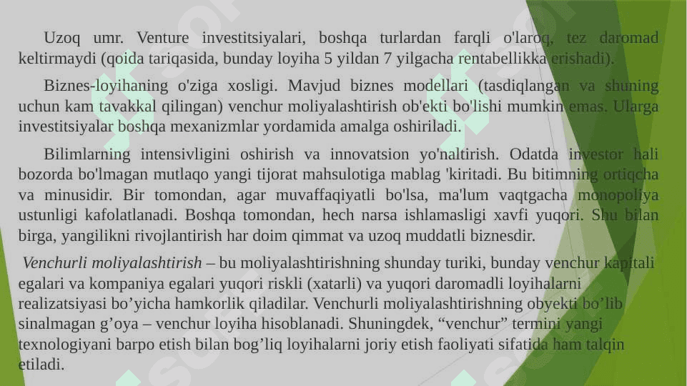Innovatsion loyihalarini venchurli moliyalashtirish 4