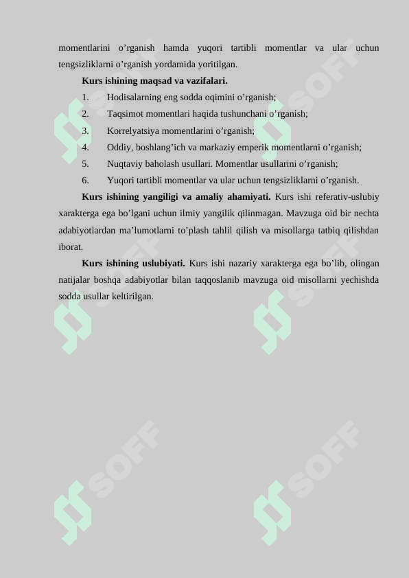 Yuqori tartibli momentlar 5