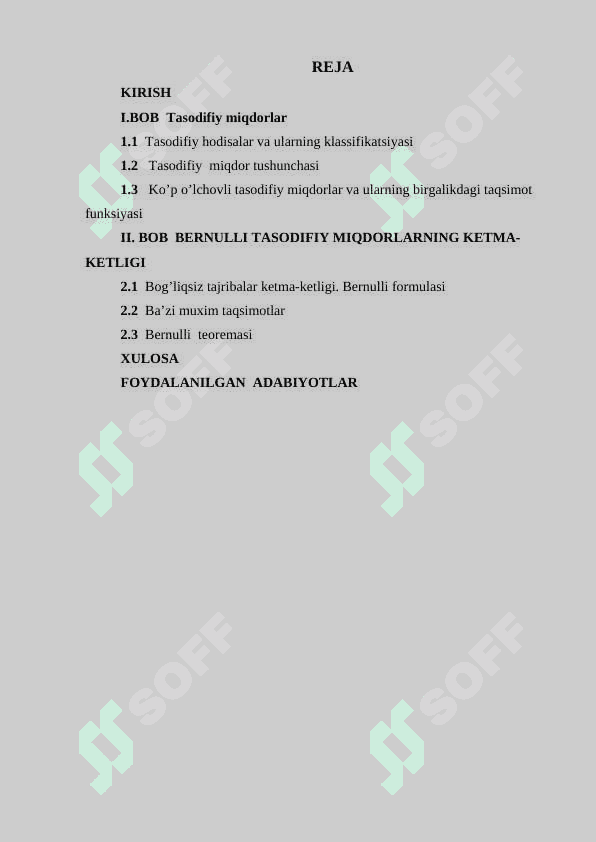 Bernulli tasodifiy miqdorlarning ketma-ketligi 2