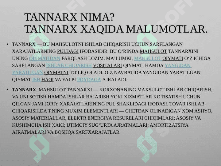 Narx nima? Narx xaqida malumotlar. 4
