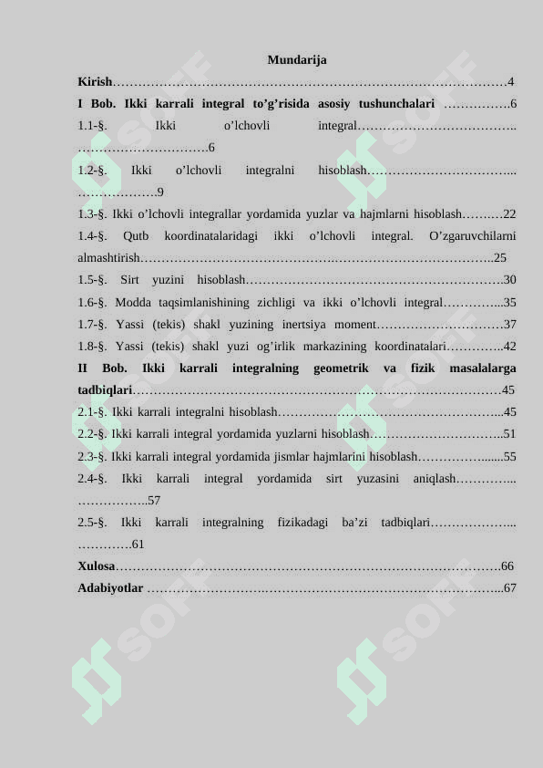 Ikki karrali integrallarning geometrik va fizik masalalarga tadbiqi 2