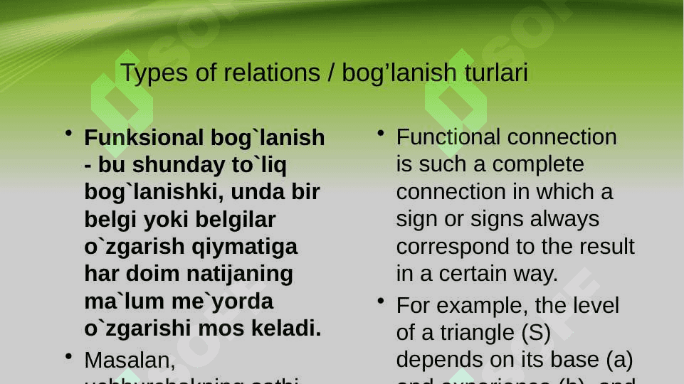 O’zaro bog’lanishlarni statistic o’rganish – correlatsion va regression tahlil 2