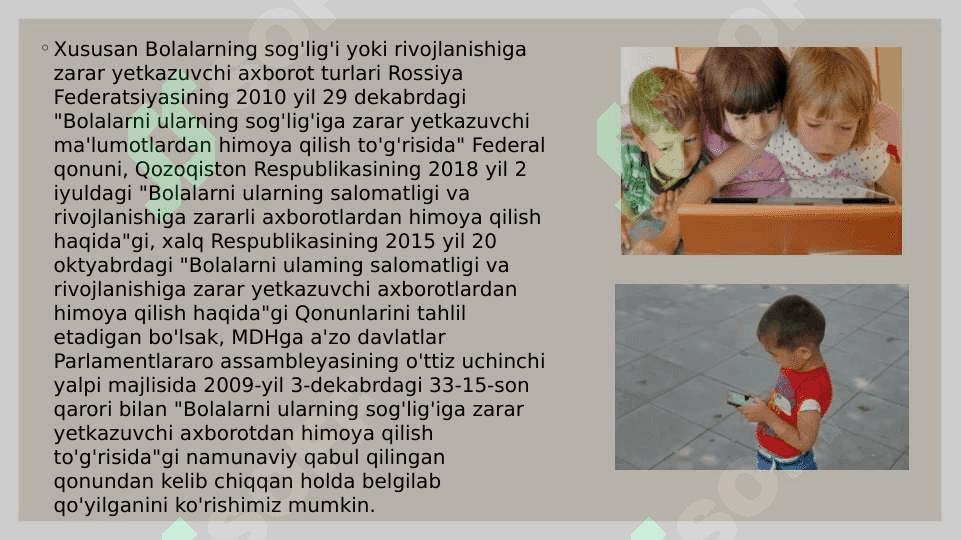 Bolalarni ularning salomatligiga zarar keltiruvchi axborotdan himoya qilish togrisida gi qonun 7