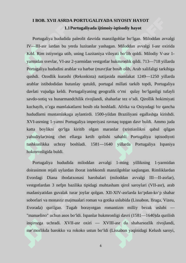 XVII - XIX asrda Portugaliya 6
