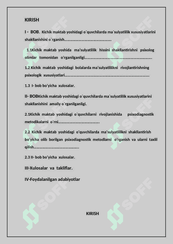 Kichik maktab yoshidagi o`quvchilarda mas`uliyatlilikni shakllantirish 2