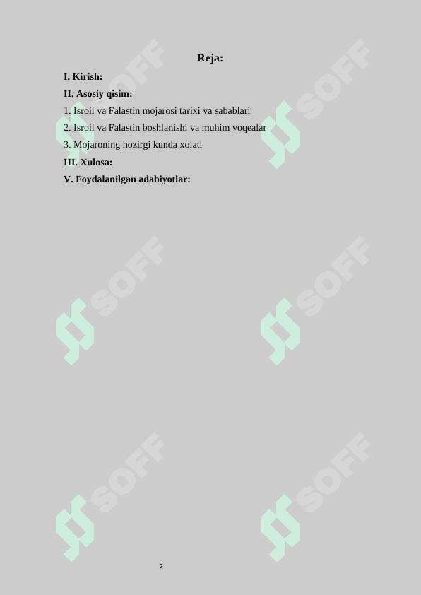 Isroil va Falastin mojarosi 2