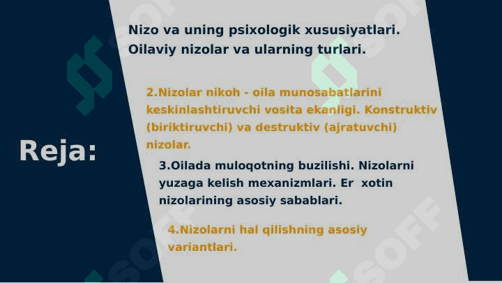 Oilaviy mojarolar va ularning sabablari. 2