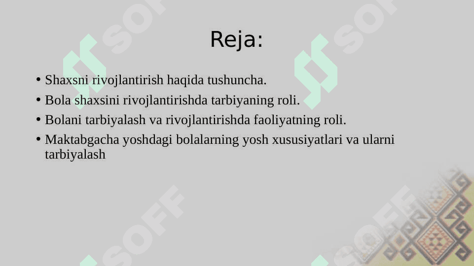 MAKTABGACHA YOSHDAGI BOLALARNING RIVOJLANISHI VA TA`LIM TARBIYASI 2
