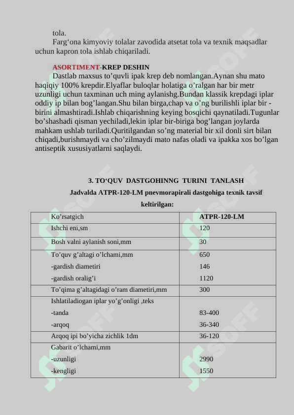KIMYOVIY TOLA ASOSLI GAZLAMALAR ISHLAB CHIQARISH 4