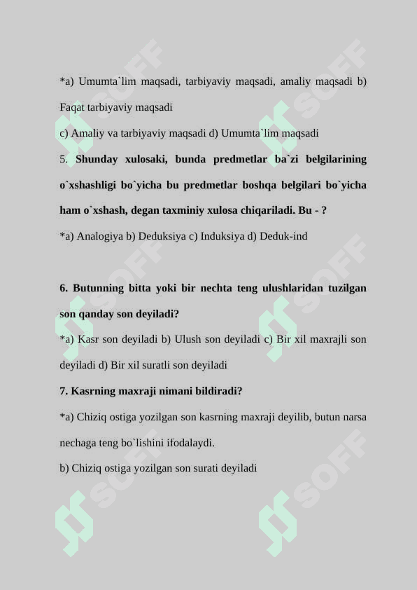 Matematika matematikadan test javoblari bilan 2