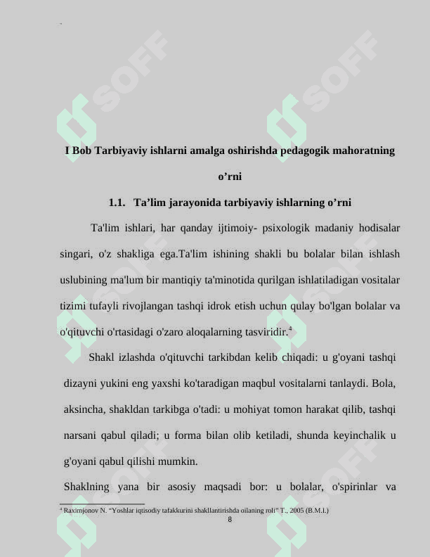 Tarbiyaviy ishlarni amalga oshirishda pedagogik mahoratning o'rni 8