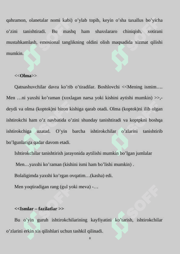 O’QITUVCHILAR KASBIY MAHORATINI SHAKLLANTIRISHDA  METODIK O’YINLARDAN FOYDALANISH 8