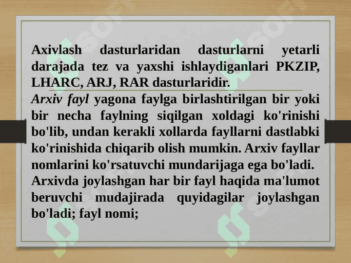 Arxivlashtirish dasturlari. 4