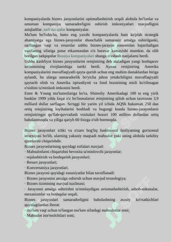 BIZNES JARAYONI TADQIQOTLAR MODELLARI 7