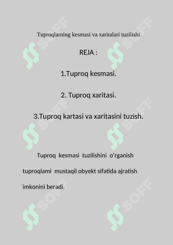 Tuproqlarning kesmasi va xaritalari tuzilishi 2