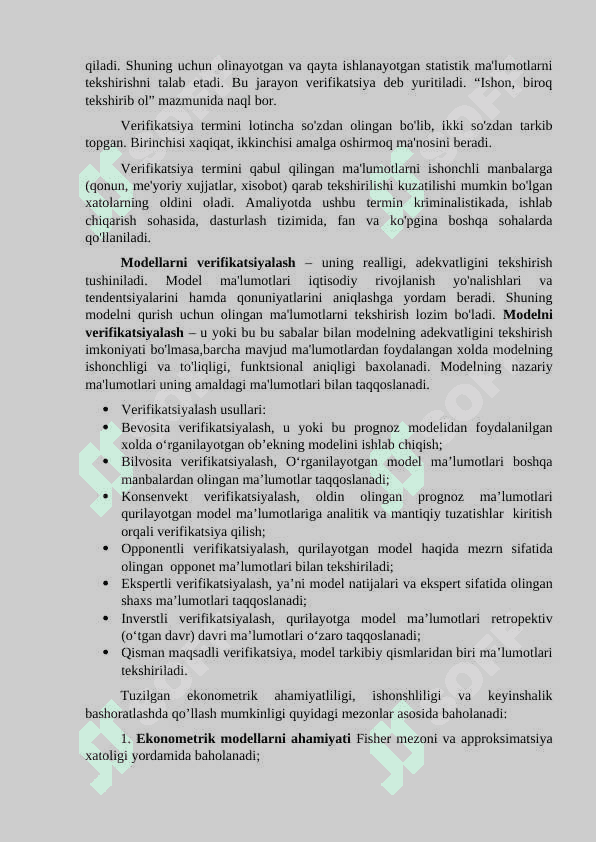 EKONOMETRIK MODELLARNING SIFATINI UMUMIY BAHOLASH 2