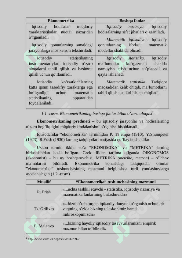 EKONOMETRIKA ASOSLARI FANINING MAQSADI VA VAZIFALARI 2