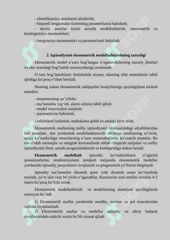 EKONOMETRIKA ASOSLARI FANINING MAQSADI VA VAZIFALARI 4