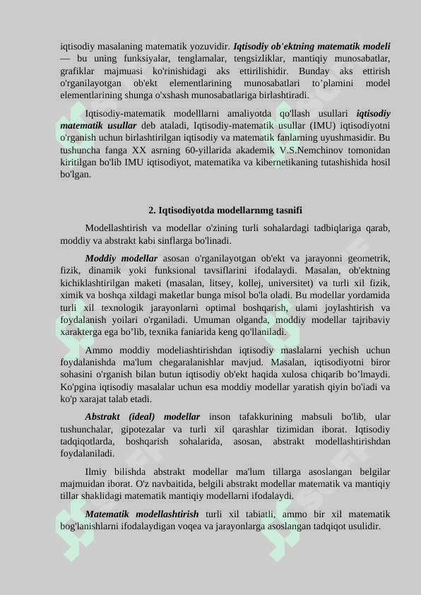 EKONOMETRIK MODELLASHTIRISH ASOSLARI 2