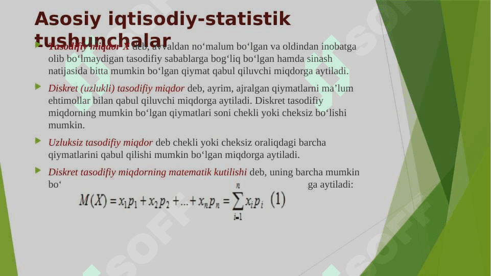 Ekonometrikada ehtimollar nazariyasi va matematik statistikaning asosiy tushunchalari 2