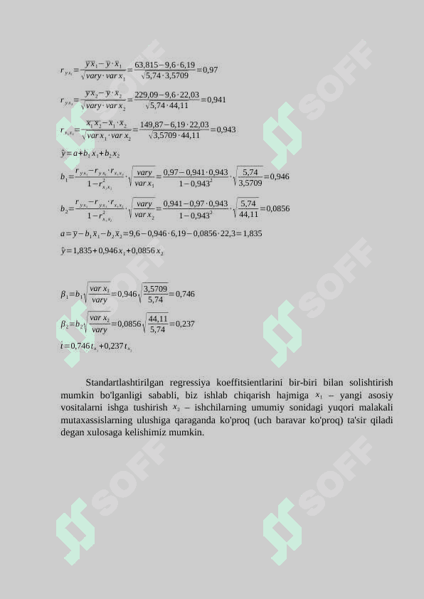 STANDART MASSHTABDAGI REGRESSIYA TENGLAMASI (Amaliy mashg’ulot) 2