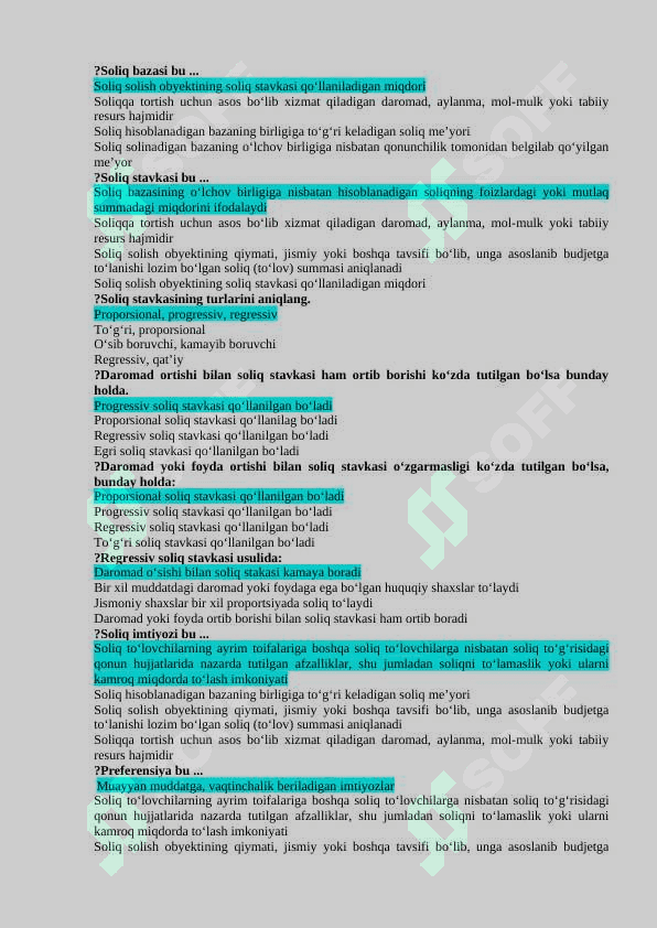 SOLIQLR VA SOLIQQA TORTISH FANIDAN YAKUNIY SAVOLLARI JAVOBLARI BILAN 3