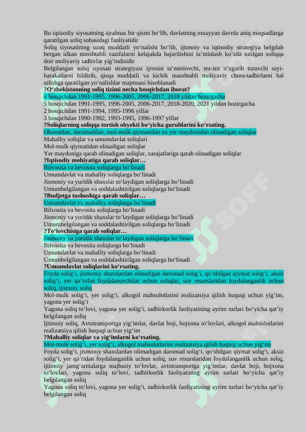 SOLIQLR VA SOLIQQA TORTISH FANIDAN YAKUNIY SAVOLLARI JAVOBLARI BILAN 5