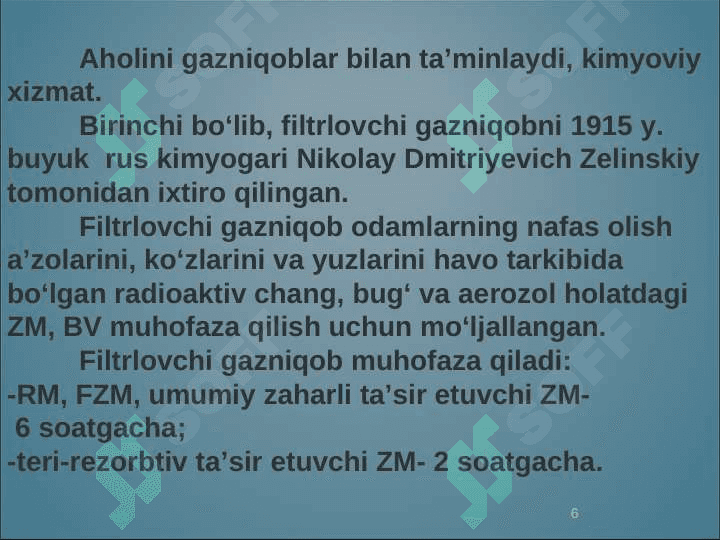 FV aholini shaxsiy muxofaza vositalari (ShMV) 6