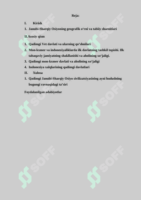 Qadimgi Janubi-Sharqiy Osiyo sivilizatsiyasining o'ziga xos xususiyatlari 2