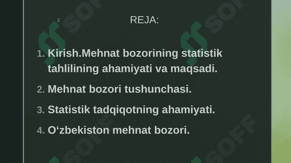 Mehnat bozorini statistik o‘rganish koʻrsatkichlari.Mamlakatlar va viloyatlar misolida. 2