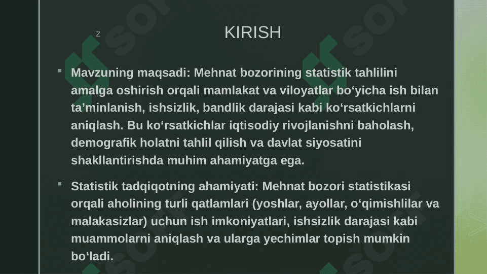 Mehnat bozorini statistik o‘rganish koʻrsatkichlari.Mamlakatlar va viloyatlar misolida. 3