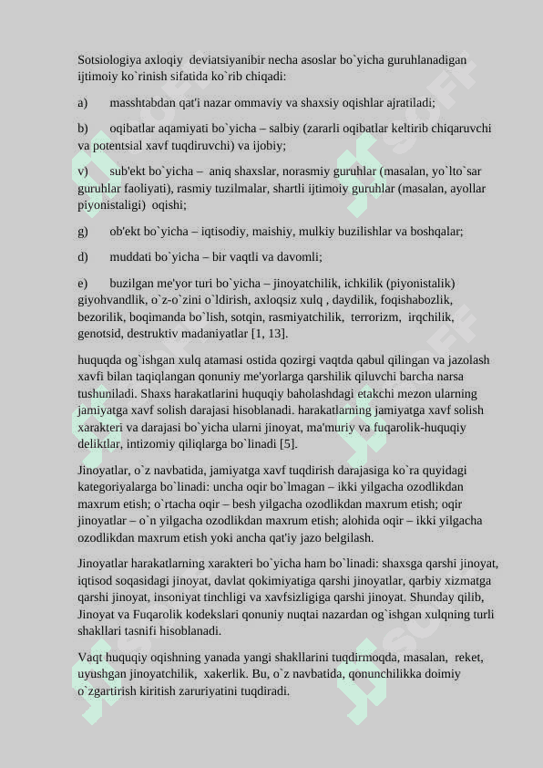 OG’ISHGAN XULQ TURLARINI TASNIFLASH 2
