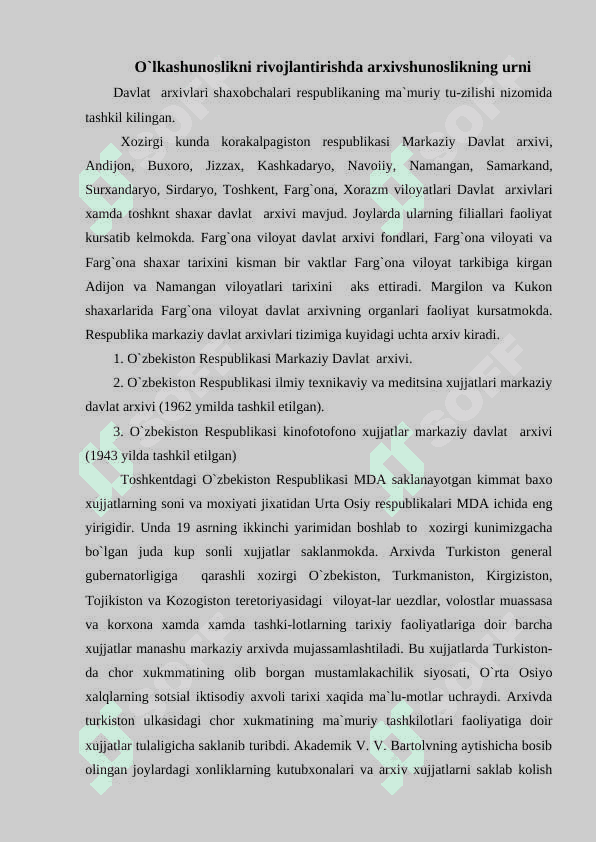 Tarixiy o‘lkashunoslikni rivojlantirishda arxivshunoslikning o‘rni 3