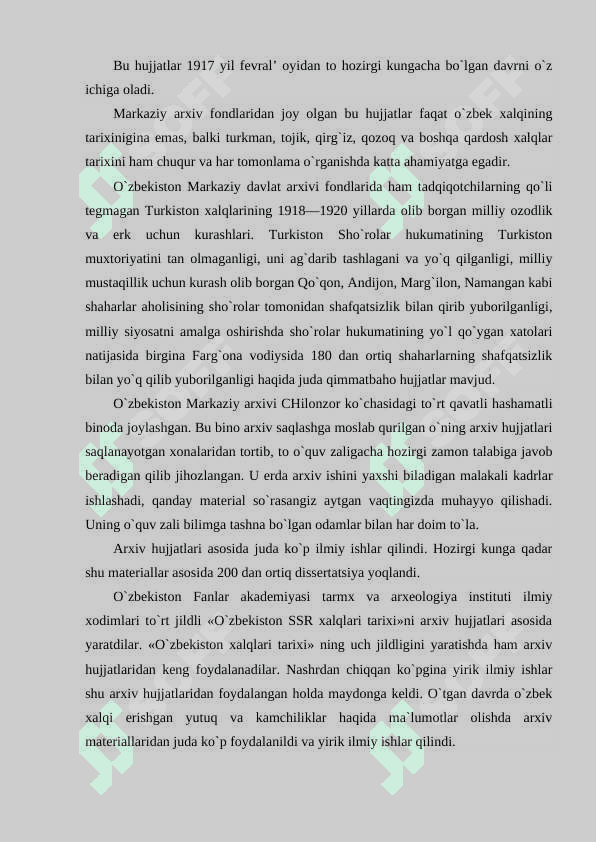 Tarixiy o‘lkashunoslikni rivojlantirishda arxivshunoslikning o‘rni 8