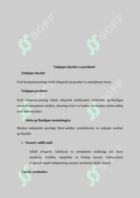 Korxonaning ishlab chiqarish salohiyatini oshirish uchun samarali menejment usullari (Ford kompaniyasi misolida) 6