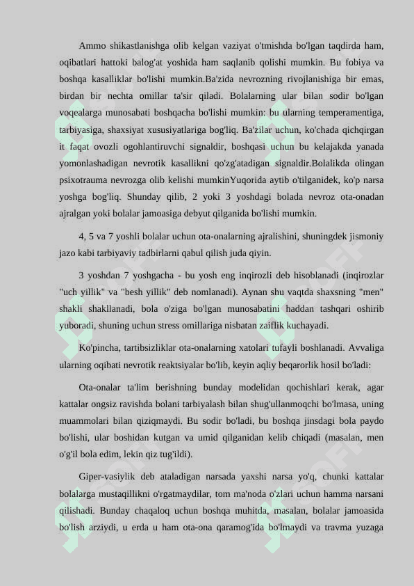 Bolalarda nevroz kasalliklari va uni oldini olish 4