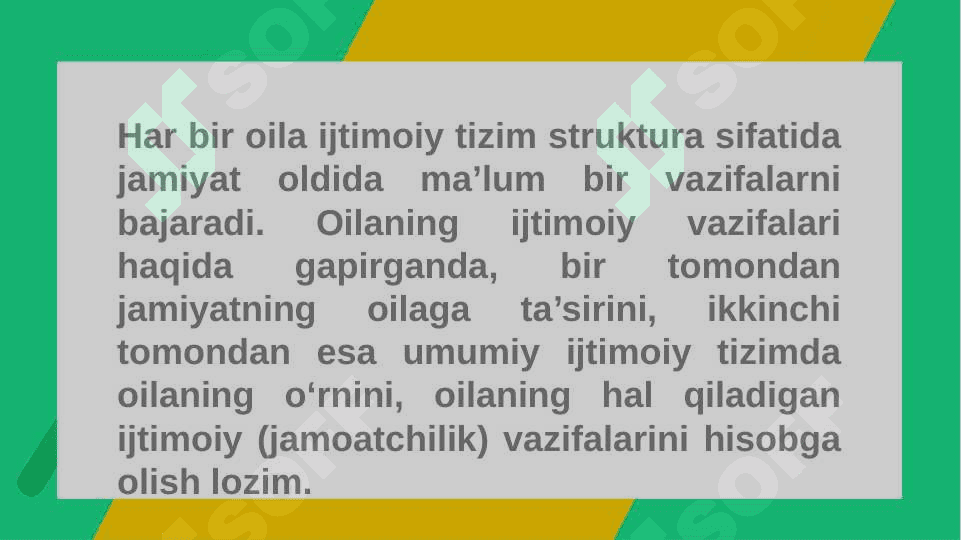 Oila funksiyalari va tiplari 2