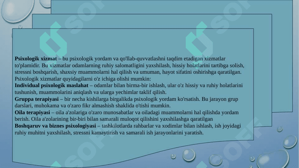 Psixologik xizmatda samarali boshqaruv tizimini shakllantirish bosqichi 8
